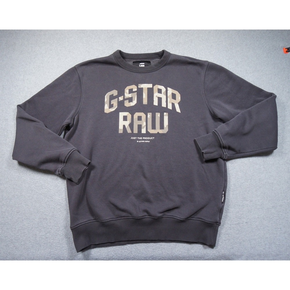 G-Star Raw Sweatshirt Mens Large Gray Camo Logo Crewneck Casual